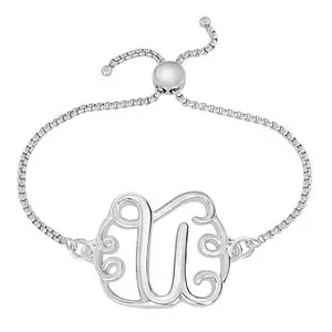 Stately Steel Stainless Steel Initial Chain Adjustable Bracelet
