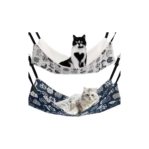 2-Pack Reversible Cat & Small Animal Hammock – Adjustable Hanging Bed for Cats, Ferrets, Puppies, Rabbits, and Other Small Pets
