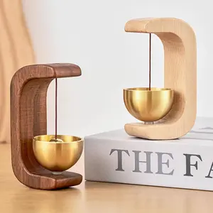 Door HarpDoor Chime Magnetic C-shaped Door Harp Wooden Cute Decorative Door Entry Chime Doorbell Chime for Door Opening Shopkeepers Business, Log Color Door Entry Chime Shopkeepers Bell