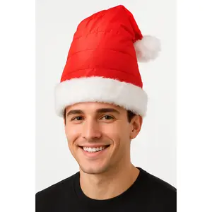 Festive Red Puffer Santa Hat
