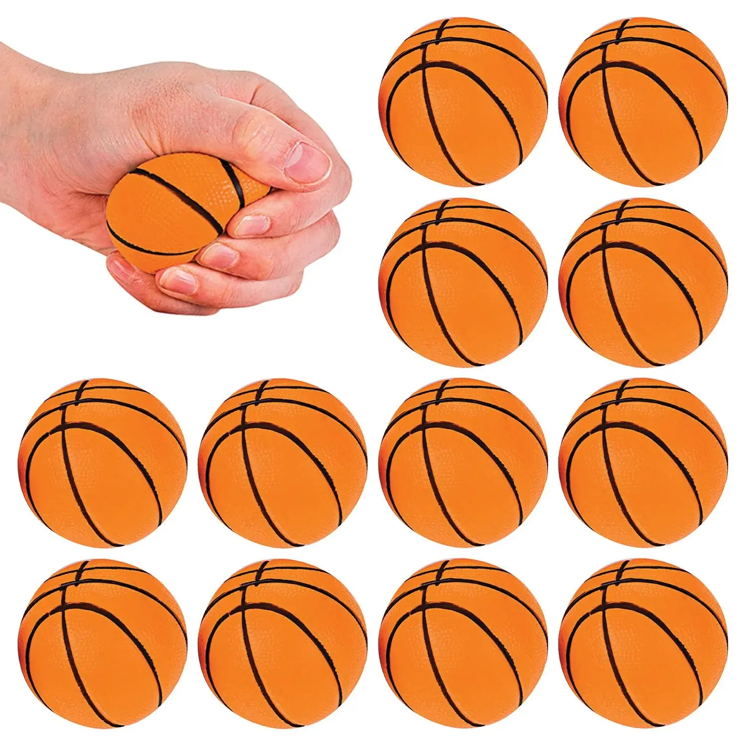 2 1/2" Realistic Basketball Orange Foam Stress Balls - 12 Pc.