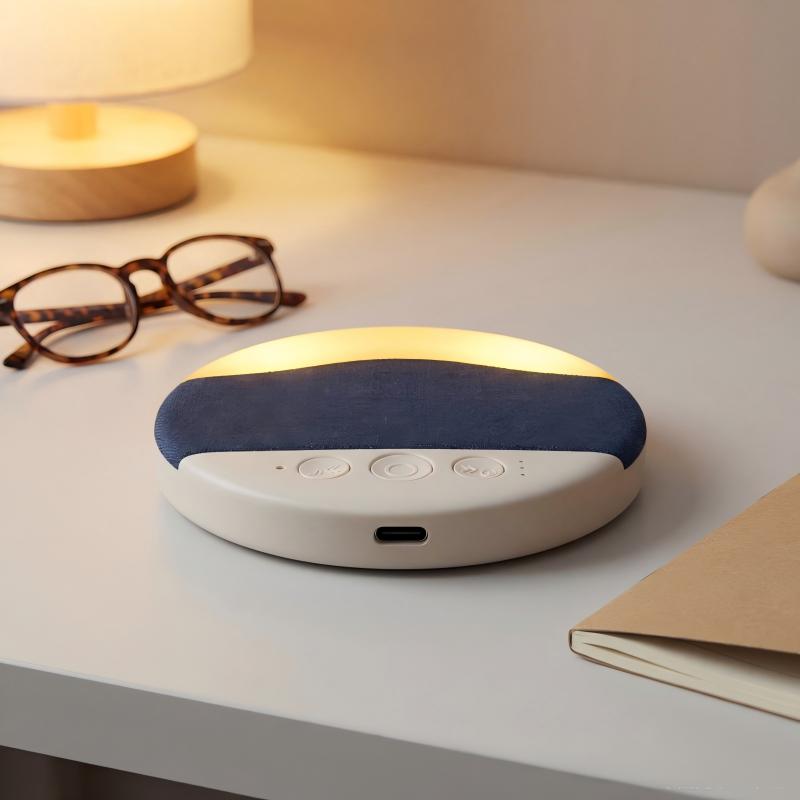 ZIZI SAUCE 3-in-1 Sleep Sound Machine with White Noise Bluetooth Speaker & Night Light, Portable Travel Size with Rain/Ocean Sounds, USB-C Rechargeable for Home Office Camping