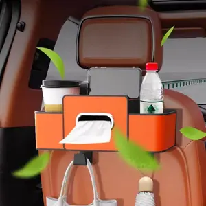 2026 Hot Selling Car Organizers and Storage Box Multifunctional Car Seat Back Storage Box with Tissue Holder 2 Cup Holders & Bags Hooks Back Seat Car Organizer for Family and Travel Usable on Both Driver Sides
