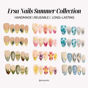 ErsaNails SUMMER Collection – Handmade Press-On Nails 10PCS | Acrylic, Reusable, Salon-Quality, Long-Lasting, Glossy Design