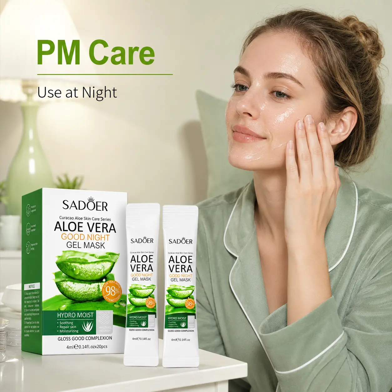 Aloe Vera Gel Night Face Mask, Soothing Overnight Moisturizer for a Hydration Boost, Gentle Daily Care for Sensitive & Irritated Skin, Sensitive Skin, Overnight Face Masks, Night Mask