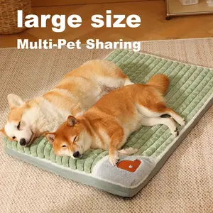 Comfortable Thick Pet Bed Mat, Non-Slip Pet Bedding Mattress with Pillow, Dog Pad, Skin-Friendly Cage Mat for Cats Dogs