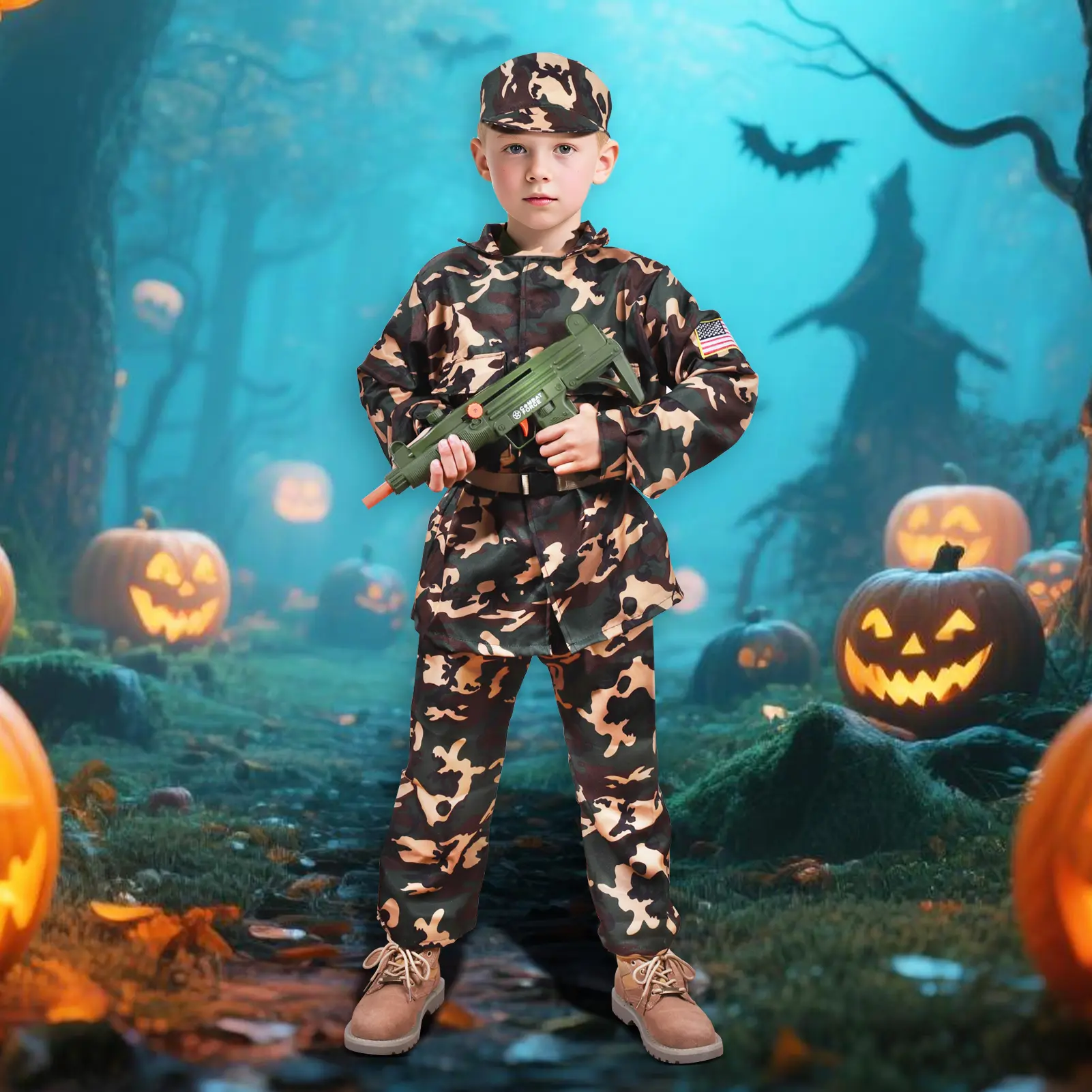 Military Role-Play Toy Set for 3-12 Year Old Boys - Full Uniform with Long Sleeve Top, Pants, Cap, Regular Fit, Tactical Gear, Decoration & Realistic Accessories, Halloween Costume, High-End Birthday Gift