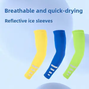 Spring and summer outdoor sunscreen sleeves breathable and quick-drying cycling arm guard sleeves night running sports protective gear reflective ice silk sleeves