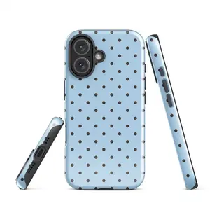 Simple phone case with light blue polka dot pattern for iPhone 17, 17 Pro, 16 Pro Max, 15 Pro, 13, 11, 12, XS, 8 Plus, and 7, 2-in-1 glossy case, phone case/cover, practical case, Phone Case, Coque Telephone, Coque Téléphone, Coque de