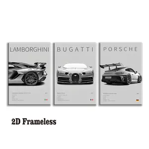Set of 3, Vintage Racing Posters, Classic Racing Murals, Supercar Canvas Prints, Decor for Men's Rooms, Aesthetic Decor for Men's Dorm Rooms, Decor for Bedrooms and Offices, 2D Flat Frameless Canvas Posters