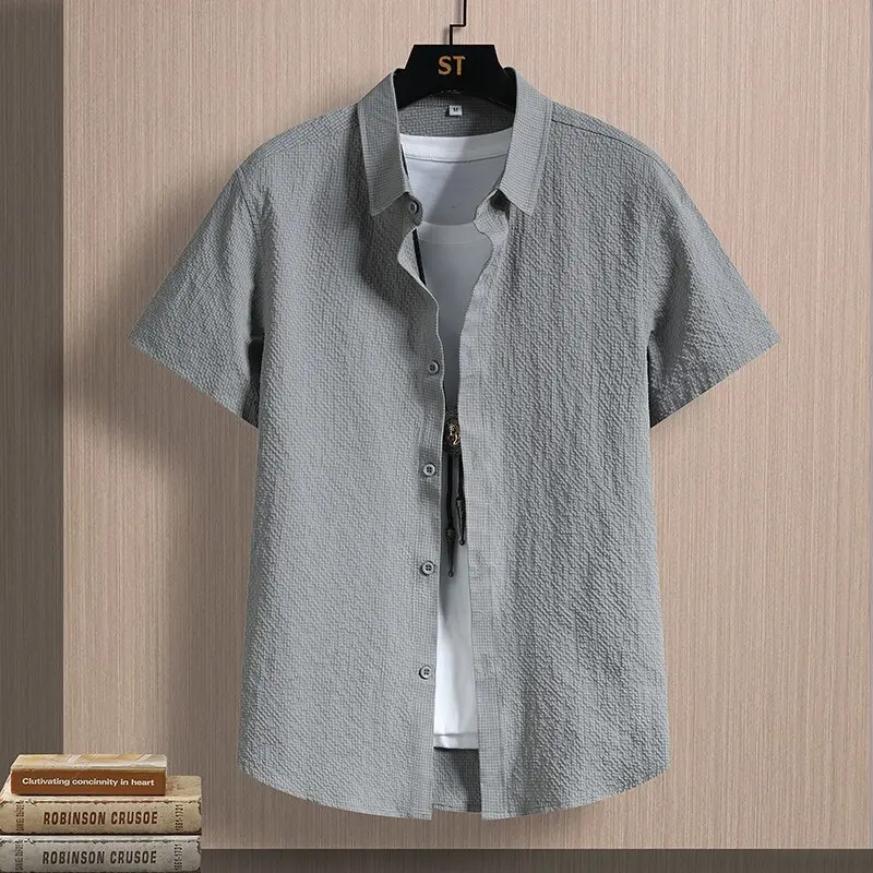 Men's Lightweight Summer Business Casual Shirt – Wrinkle-Free, No Ironing Needed, Breathable & Easy Care, Classic Collar & Long Sleeve, Perfect for Office or Daily Casual Wear