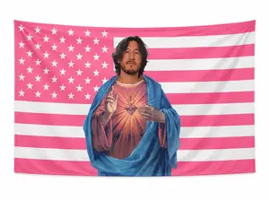 Markiplier Jesus American Pink Flag Tapestry