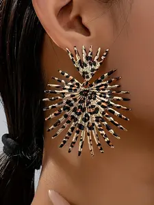 Leopard Print Exaggerate Light Design Stud Earrings, Luxury Jewelry, Fashionable Design Stud Earrings for Women, Casual Jewelry for Clothing Decor, Trendy Jewelry for Gift, Leopard Pattern Earrings, Iron Construction, Lightweight Design