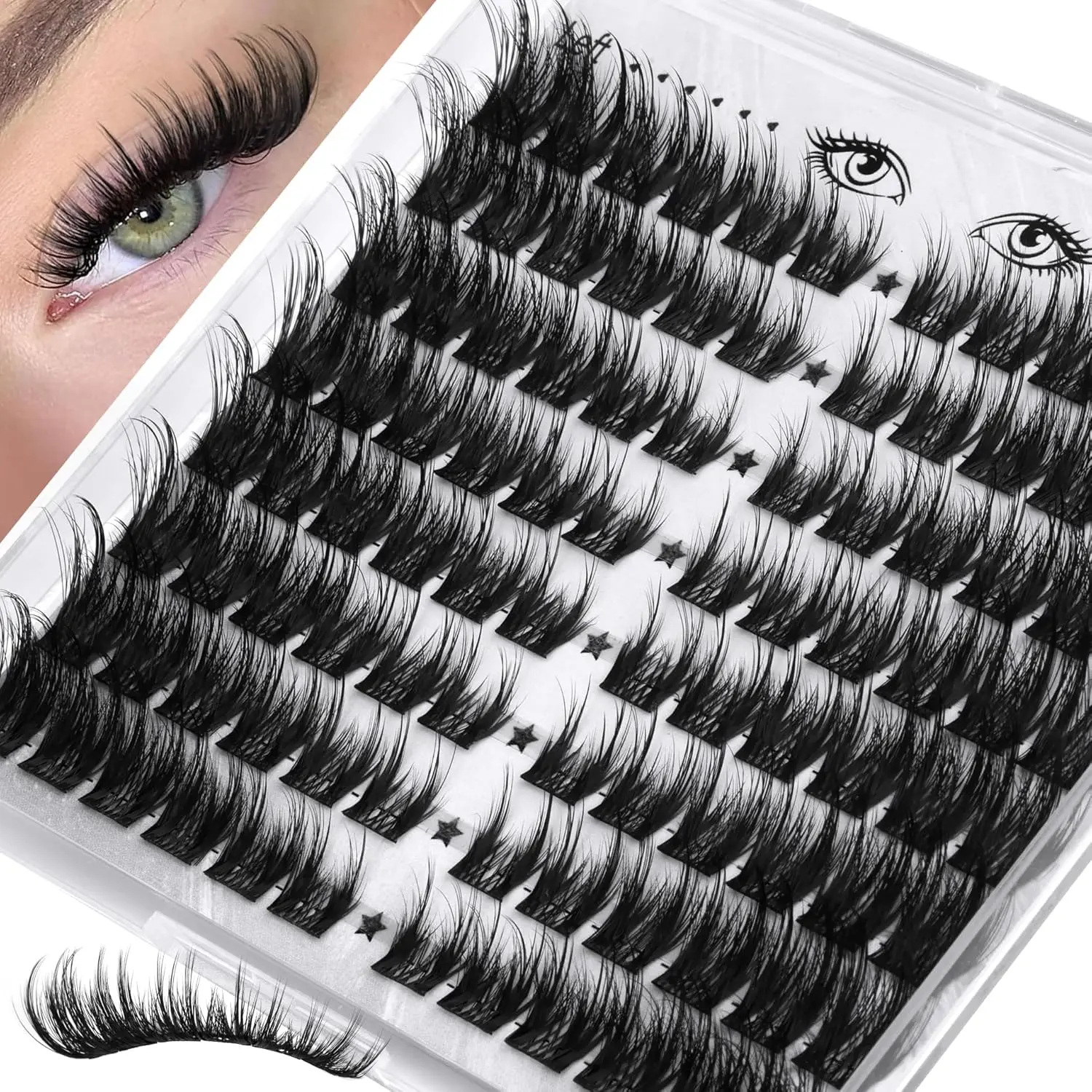 Cat Eye Lash Clusters With Spikes Wispy Clusters Eyelash Extensions Anime Eyelash Clusters Cat Eye Pre-Mapped Lash Clusters C-Curly Manga Individual Lashes Left&Right Lash Extension 10-18MM