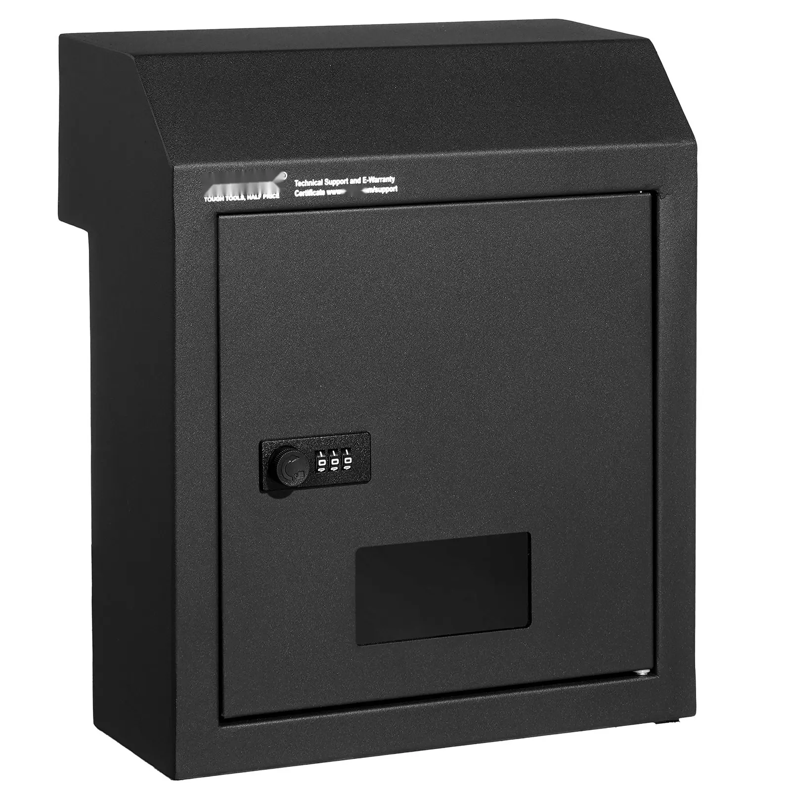 Through-The-Door Key Drop Box, Heavy-Duty Steel Mailbox With 12-Inch Combination Lock, Mail Drop Box For Outdoor Use, Through-The-Door Slot Entry, Weather-Resistant Black, Weather-Resistant, Easy-Install Front-Door Mail Drop Box