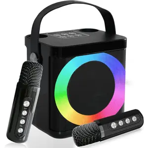 Mini Karaoke Machine, Portable  Karaoke Speaker for  Adults,  Singing Machine with 2  Microphones Storage Hole, Ideal Gifts for Girls Boys (MMF-307B)