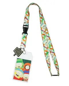 South Park Breakaway Lanyard Kyle Kenny Eric Stan Badge ID Holder With 1.5" Rubber Charm