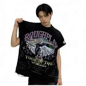 Roughplay American Cotton Retro Style T-Shirt Washed Vintage Jesus Skull Graphic Tee Oversized Streetwear Rockabilly Aesthetic Summer Outfit Unisex Top