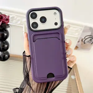 Card Holder Slot Wallet Photo Pocket Clear Matte Case For iPhone 17 16 15 14 13 Pro Max Plus Air TPU PC Shockproof Cover