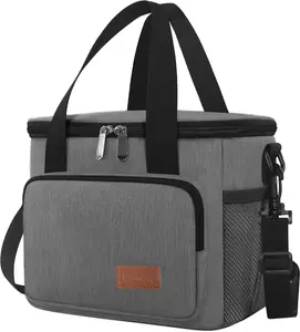 Lunch Bags for Women/Men, Insulated Lunch Bag for Work Office Picnic - Lunch Cooler Bag Leakproof Lunch Box with Adjustable Shoulder Strap - Grey(8.7L)