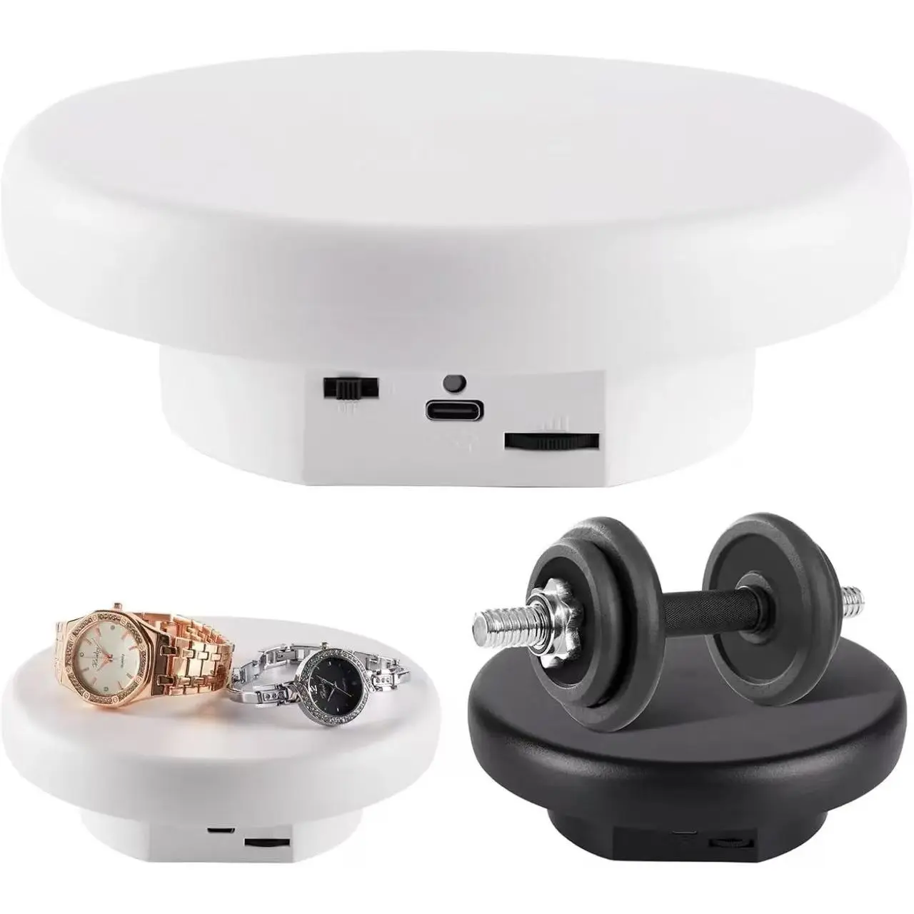 6.3inch Electric Rotating Platform/Supports 4.41LB, 360 Degree Speed Adjustable Revolving Base for Photography, Jewelry, 3D Models, Watches, Battery/Usb Powered, Motorized Display Stand