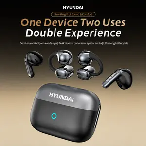 HYUNDAI G46 Dual Earbuds 2-in-1 Wireless Headphones, One Charging Case with In-Ear & Clip-On Earbuds, Perfect for Couples, Long Battery Life, Bluetooth 6.0, Comfortable Fit, HD Stereo Sound for Music & Calls, Compatible with Android & iOS