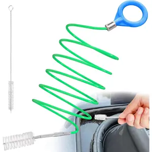 Auto Sunroof Cleaning Tool, 78 Inch Long Flexible Pipe Brush, Tube Cleaner Brush with 1 count 7.9 Inch Drain Brush, Slim Drain Dredging Brush  for  Sunroof, Windshield Wiper Drain Hole