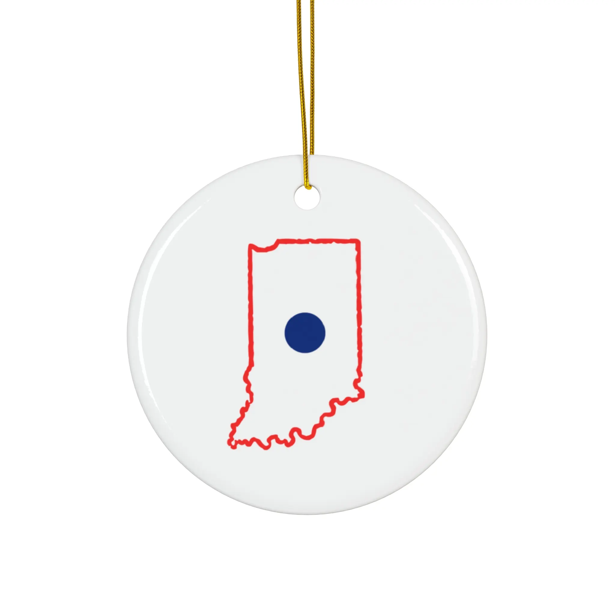 The Blue Dot Indiana Ceramic Ornament - Vibrant Colorful Designs Festive Political Statement Christmas Tree Decor Gift for Progressives Liberal Home Circle Cloth Durable Glossy Finish