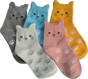 5 Pairs Women's Cat Dog Socks Cute Cat Gifts for Women Animal Cat Socks Wife Mom Girlfriend Daughter Soft Socks for Daily Wear