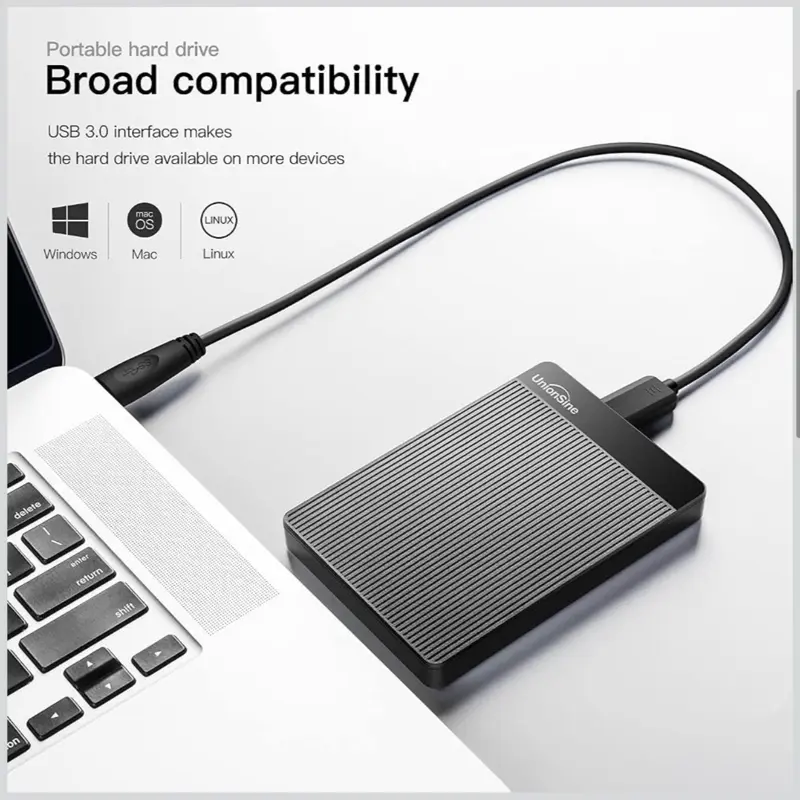UnionSine 1TB Ultra Slim Portable External Hard Drive HDD-USB 3.0 for PC, Mac, Laptop, PS4, Xbox one, Xbox 360-(Black)