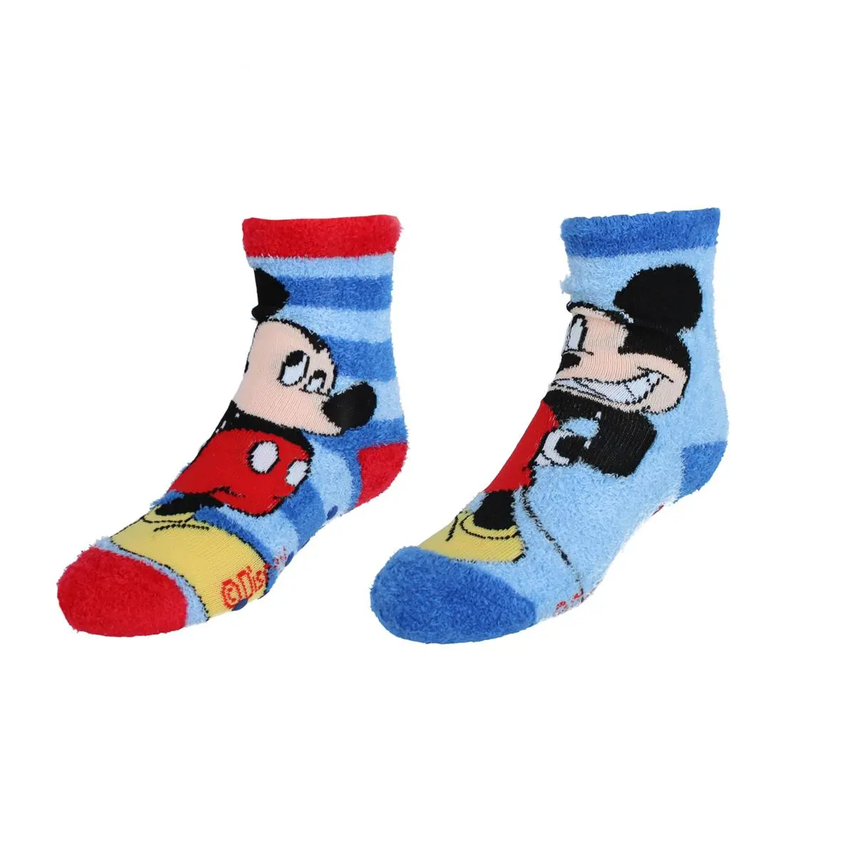 Textiel Trade Kid's Disney Mickey Mouse Fun Day Fluffy Socks (2 Pack), Crew Socks, Cozy, Soft