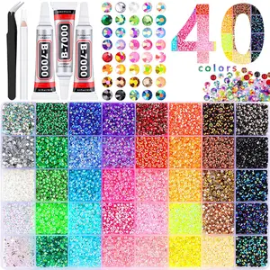 32000Pcs 40-Color Resin Rhinestones Set for Women Crafting Bedazzling, Multicolor Flatback Gems 3mm with Pickup Pen Tweezers Jewelry, Diamond Nails Bedazzler Kit Supplies for Nail Art Decoration Accessories Tumblers Shoes Clothes Jewels DIY Tools Gift