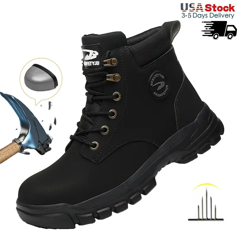Waterproof Men's Safety Work Boots Steel Toe Shoes Anti Impact And Anti-Puncture Protective Boots New Fashion work hiking boots sneakers Anti-slip wear resistant Roofing Shoes