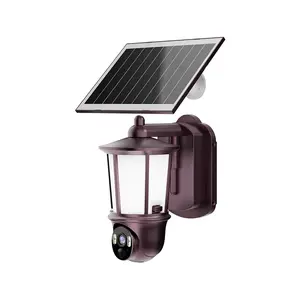 3MP HD Solar Security Cameras Wireless Outdoor with Light, Street Light ,Porch Floodlight Camera with Color Night Vision & Motion Detection, 2-Way Talk, Alarm, WaterProof, Take Photos and Record Videos