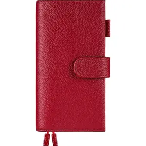 Genuine Leather Cover for Weeks/Weeks Mega with Pen Loop, Card Slots, Back Pocket and Bookmarks (Red)