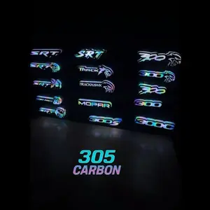 LED EMBLEMS/BADGES 305CarbonCustoms RGB Flow  And Solid Color LED Emblems for s r t, hell cat, scat pac and more  with Dynamic Light Effects & Smartphone Control - Premium Quality Upgrade