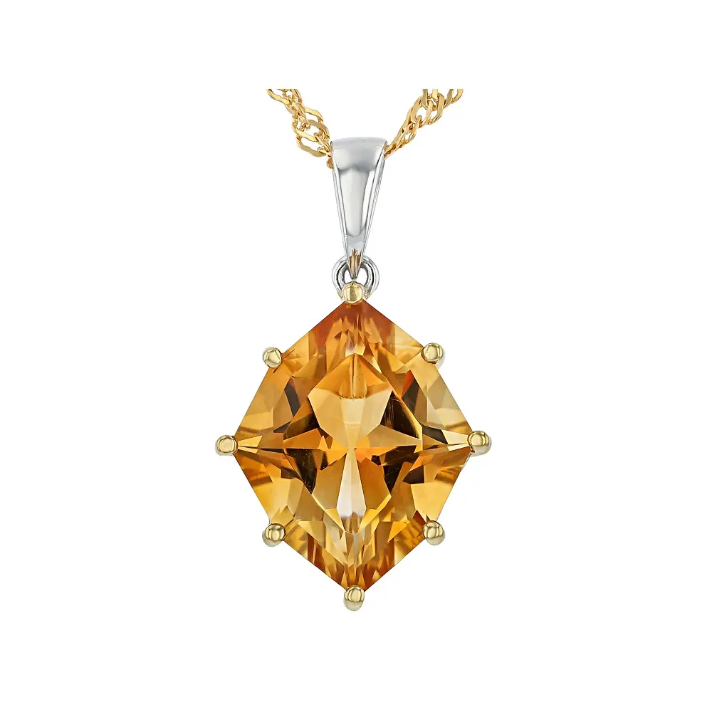 JTV Golden Citrine Rhodium Over Sterling Silver Solitaire Pendant With Chain 5.58ct