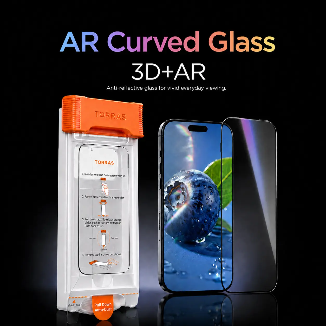 TORRAS OrigArmor AR for iPhone 17 Pro Max Screen Protector [100% Anti Reflection][3D Full Coverage Fit] Military-Grade Shatterproof 9H+ Tempered Glass Anti-Scratch Screen Protector 17 ProMax 6.9" 1-Pack