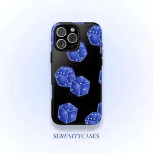Navy Blue Dice Tough Phone Case, Y2K Cute Grunge Gothic Pattern, Cool Gift iPhone Pro Max 17 16 15 14 13 12