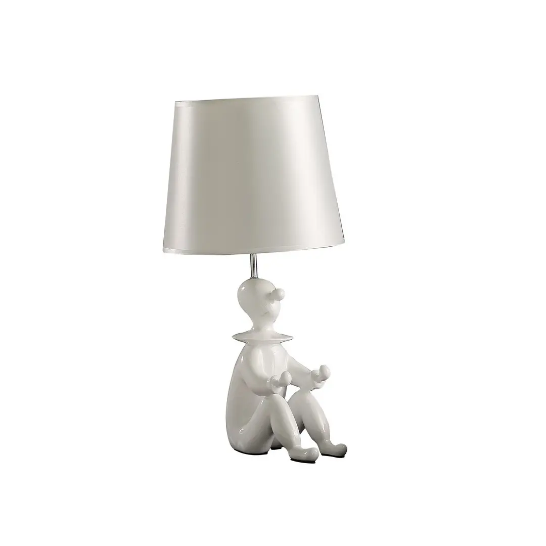 21.25in White Modern Polyresin Clown Figure Table Lamp - Indoor Lighting with On/Off Switch, Incandescent A19 Compatible, for Home Interior Design & Room Decor, Table Lamps