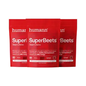 Humann SuperBeets Heart Chews, Nitric Oxide and Blood Pressure Support, Grape Seed Extract & Non-GMO Beet Root Powder Energy, Pomegranate Berry Flavor, 180 Count