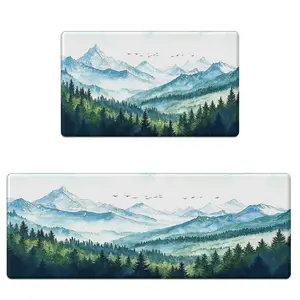 Kitchen Rug Mats for Floor Cushioned Anti Fatigue Floral Kitchen Rugs Sets of 2 Farmhouse Wildflowers Non Slip Waterproof Comfort Memory Foam Standing Floor Mat for Office Laundry Sink Desk