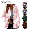 Scacto Women's Baggy Plaid Fleece Shacket - Thick Material Women's Fleece Jackets with Printing for Unique Appearance, Warm Button-Front, Comfortable Relaxed Fit Chic Fashion Outerwear