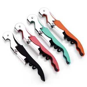 Soft Velvet Touch Waiters Double Hinge Corkscrew Wine Key Bottle Opener，Heavy Duty Waiter Corkscrew, Foil cutter and Bottle Opener,2-pack