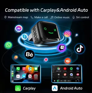 2026 Wireless CarPlay Adapter Android Auto Compatible for iPhone & Android Plug and Play Mini Size WiFi & Bluetooth Stable Connection Suitable for Factory Wired Cars Carplay Dongle Connectivity