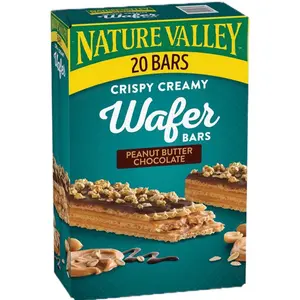 Nature Valley Crispy Creamy Wafer Bars Peanut Butter Chocolate 20 ct Healthy Snacking Option with 14g Whole Grains