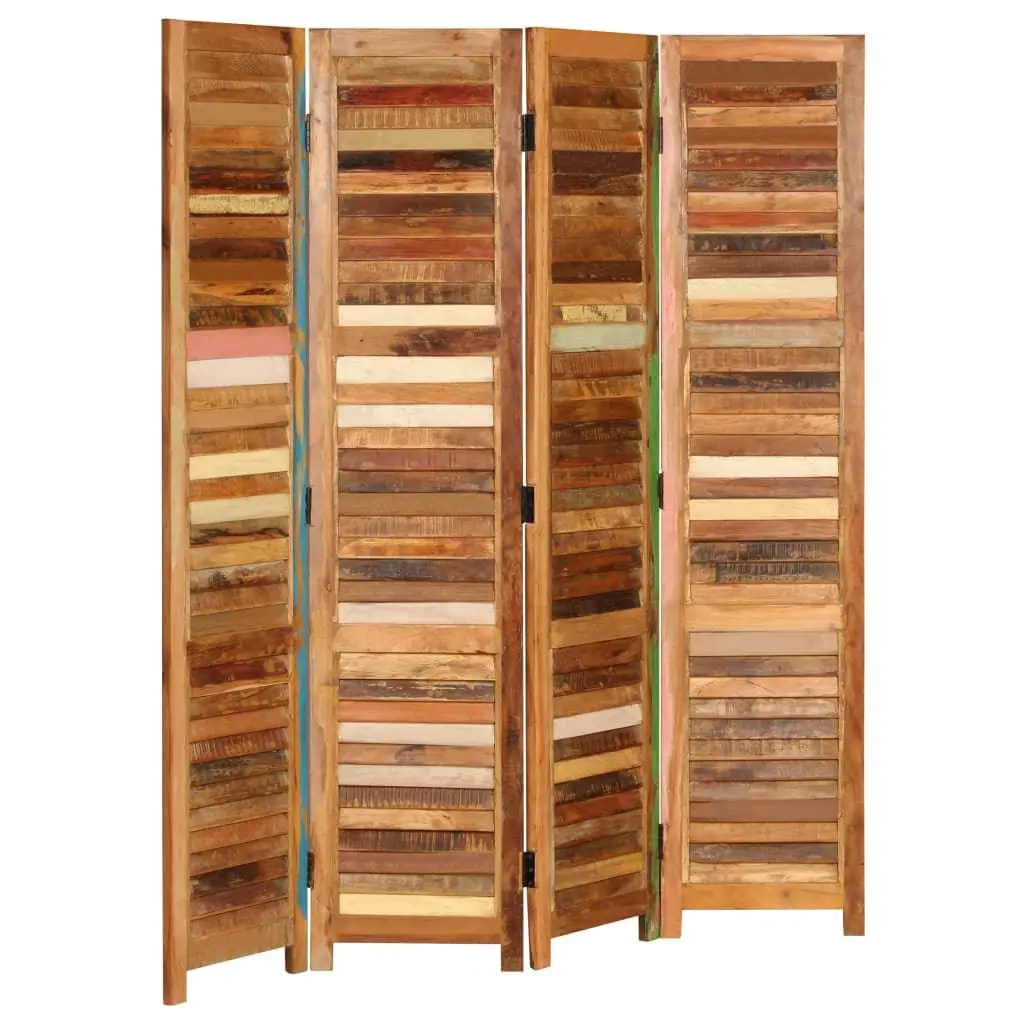 Solid Reclaimed Wood Room Divider - 4 Panels, 66.9", Cupboards & Cabinets