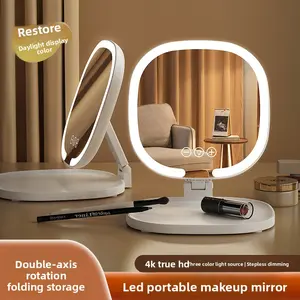 LED vanitymirror office dormitory folding portable vanity mirror desktop fill light mirror Decor Travel