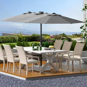GAOMON Extra Large 13 ft Patio Umbrella, Double-Sided Rectangle Market Umbrella with Crank Handle, UV-Resistant & Fade Resistant, Perfect for Backyard, Deck, Pool, Garden, Lawn, Grey