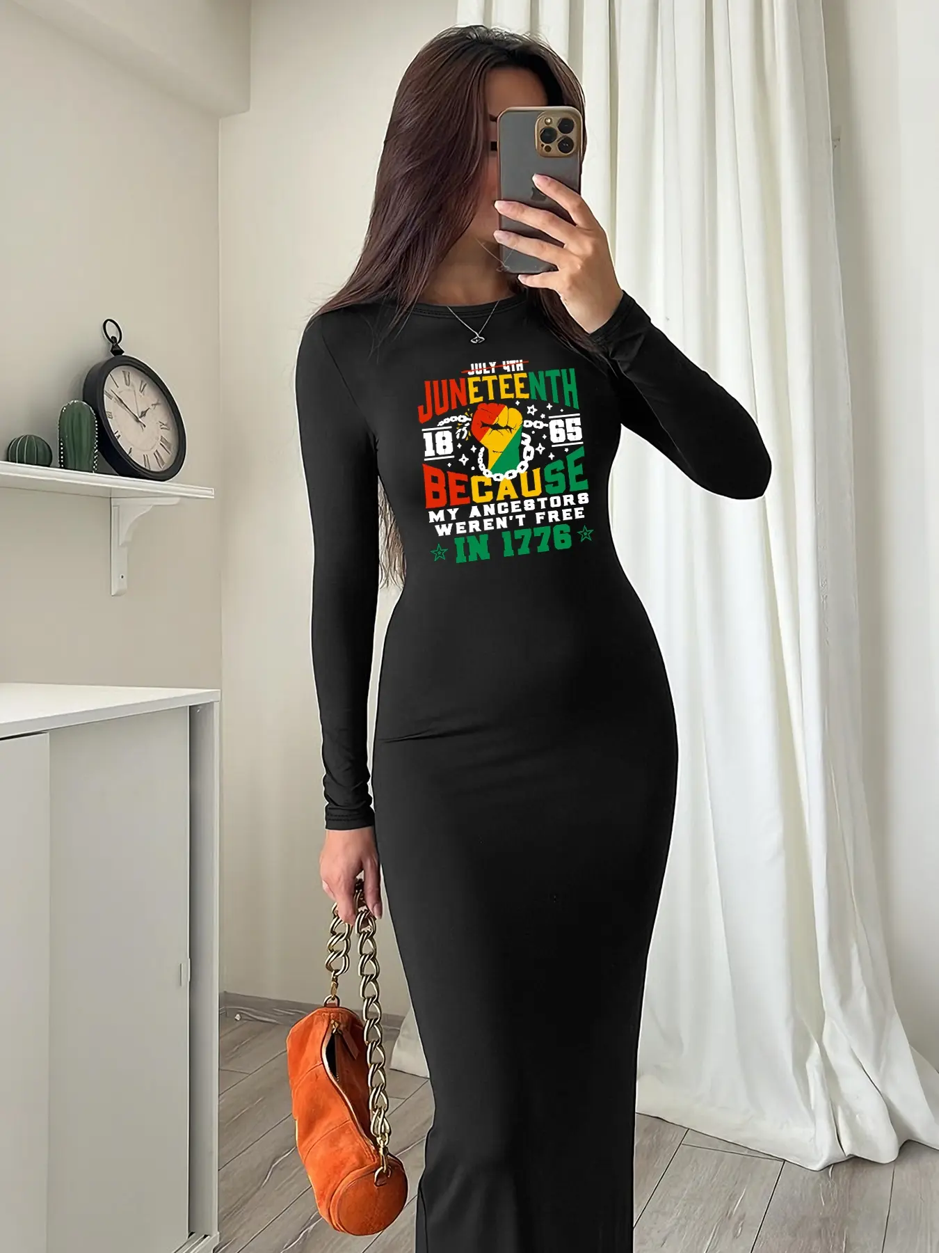 juneteenth dress for women *teenth Celebration V Neck Black * * 19Th Breaking * Chain * * * Outfit Women Celebrate and dress for the occasion in style Black-OwnedWomen's 1865 Negro Juneteenth Print